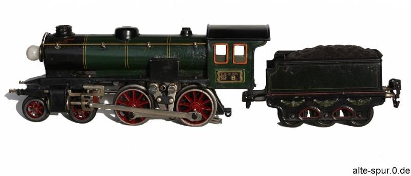 Märklin E65 13050, Dampflokomotive 20 Volt, Spur 0, 2'B, grün, mit 3-achsigem, grünem Tender