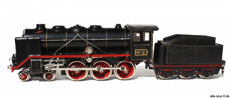 Märklin SpurO, GR66 12920, Dampflokomotive 20 Volt, 2'C, schwarz, mit 3-achsigem Tender, alte Spur 0 (Null)