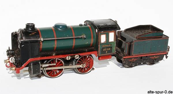 Märklin R66 12910, Dampflokomotive 20 Volt, 2-achsig, grün, mit 2-achsigem, grünem Tender