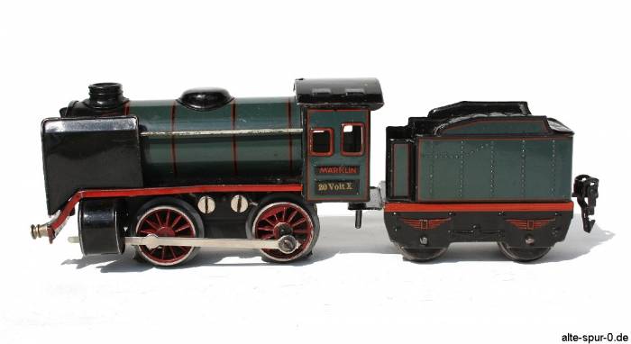 Märklin R 12880, Dampflokomotive 20 Volt, 2-achsig, schwarz, mit 2-achsigem, olivgruenem Tender