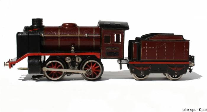 Märklin R 12890, Dampflokomotive 20 Volt, 2-achsig, rot, mit 2-achsigem, rotem Tender