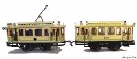 1070 & 1072, Märklin Straßenbahn, beige, 2-achsig, Uhrwerk, Spur 0