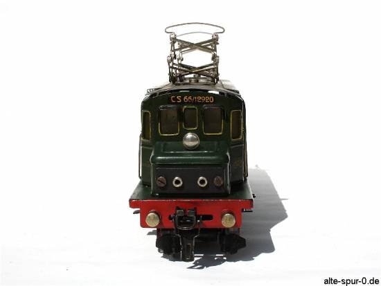 Märklin CS66/12920, Elektrolok, 20 Volt, 5-achsig, grün, mit 2 beweglichen Pantographen, alte Spur 0