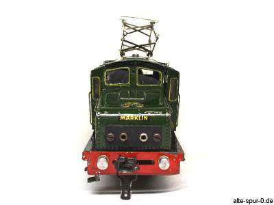 Märklin RV66 12920, Elektrolok, 20 Volt, 2-achsig, grün, mit beweglichem Pantographen, alte Spur 0