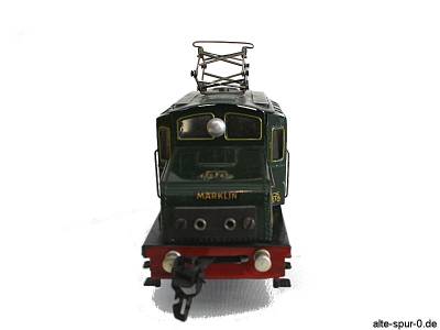 Märklin RV66 12920, Elektrolok, 20 Volt, 2-achsig, grün, mit beweglichem Pantographen, alte Spur 0