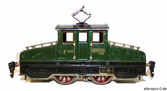 Märklin, V 3120, Elektrolok, 4 Volt, 2-achsig, grün, mit starrem Stromabnehmer/Pantographen