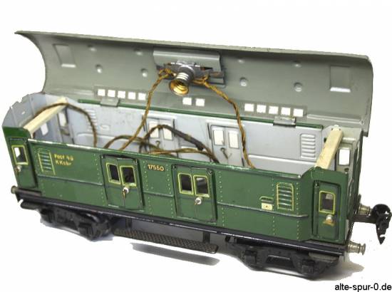 Märklin, 17550,  Gepäckwagen, 4-achsig, grün, Post, Spur O