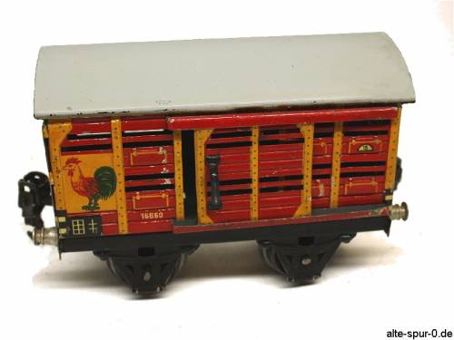 Märklin, 16860, Kleintierwagen, 2-achsig, rot-gelb, Geflügel