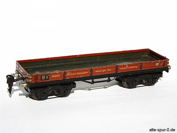 Märklin 18480, Niederbordwagen: "Deutsche Reichsbahn", 4-achsig, offen, rotbraun, ohne Ladung