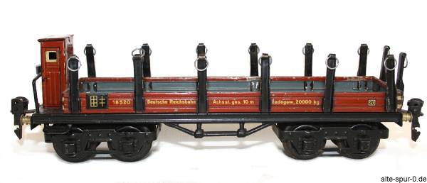 Märklin 18520, Rungenwagen: "Deutsche Reichsbahn", 4-achsig, offen, rotbraun, ohne Ladung