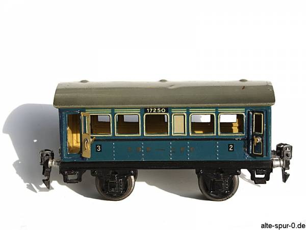 Märklin Personenwagen, 2-achsig, blau, alte Spur 0