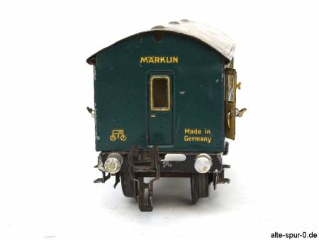 Märklin Personenwagen, 2-achsig, blau, alte Spur 0, Stirnseite