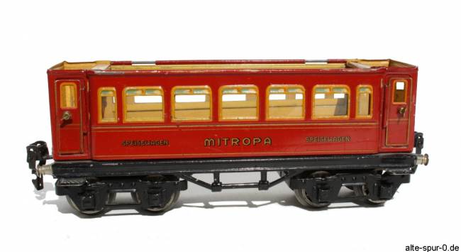 Märklin Speisewagen, 4-achsig, rot, MITROPA - Schriftzug mittig, alte Spur 0