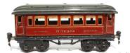Schlafwagen, Märklin-Nr.: 18880 Sch, 4-achsig, rot, MITROPA - unter den Fenstern, alte Spur 0 Schlafwagen, Märklin-Nr.: 18880 Sch, 4-achsig, rot, MITROPA - unter den Fenstern, alte Spur 0